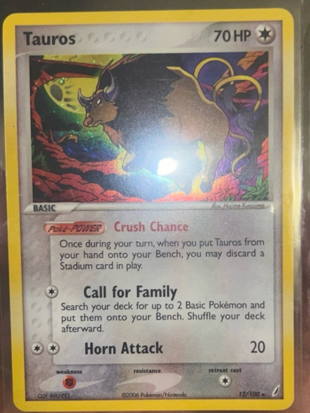 Pokemon Tauros Card - Yellow Border